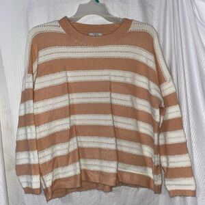 Frnch Paris Cozy light pink and White Sweater